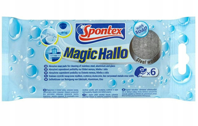 Sfungjer pastrimi Spontex Sharp, set me 6 copa, për inoks dhe xham, gri