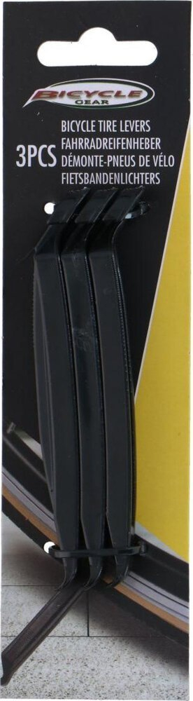 Set veglash për goma biçiklete Bicycle Gear, 3 leva, plastikë e qëndrueshme, i zi
