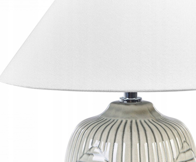 Lampë tavoline CANELLES Ceramic, bazë qeramike, abazhuri me stof, gri