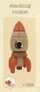 Lodër druri Egmont Toys Wooden Dexterity Puzzle Rocket, raketë për ndërtim, edukative, shumëngjyrëshe