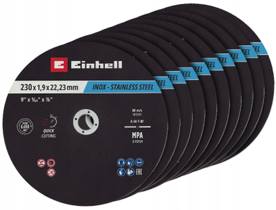 Set disqe prerëse për metal Einhell, 230x2.0mm, 10 copë, të zeza