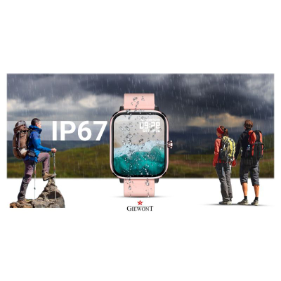 Smartwatch Giewont GW230-1, mat shëndetin, rrip silikoni rozë