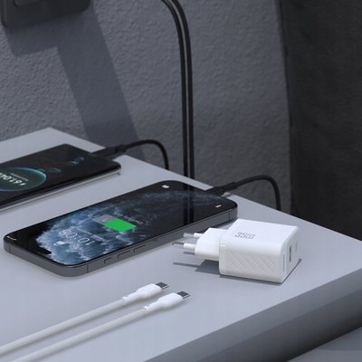Полнач за во ѕид Dudao A27 Max, 35W GaN, USB, бел