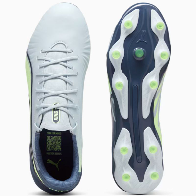 Копачки за фудбал PUMA King Match FG AG, синтетички горен дел, TPU ѓон, Frosted Dew Fizzy Apple Gray Skies