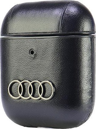 Futeri mbrojtës për AirPods Audi Leather Big Logo, lëkurë ekologjike, e zezë
