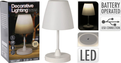Lampë tavoline H&amp;S Collection LED, 20 LED, rikarikueshme me USB, e bardhë