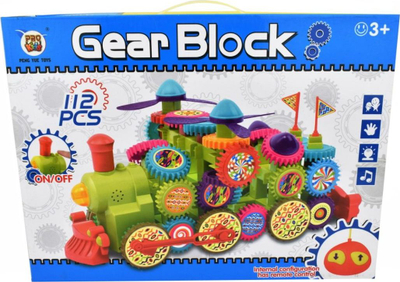 Tren lodër Pro Kids Gear Block, me pult, 112 copa, shumëngjyrësh