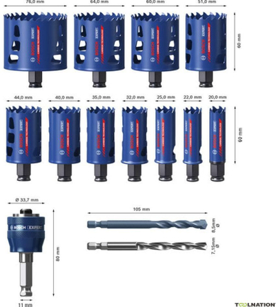 Set sharra rrethore Bosch Expert 2608901908, 20‑76 mm, 14 copa, për metal edhe dru