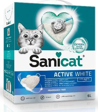 Rërë higjienike për mace Sanicat Active White, që bohet toptha, pa aromë, e bardhë 2 x 10L