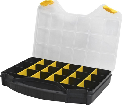 Kuti organizuese Probuilder Organizer 18", 16 ndarje, kapak transparent, e zezë
