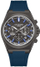 Orë burrash Lee Cooper LC08304.069, 43mm, rrip lëkure, e zezë blu