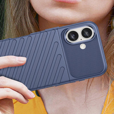 Mbështjellëse silikoni Thunder Case për iPhone 16, antirrëshqitëse, blu