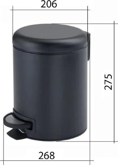 Kosh me pedale Sapho PEDAL BIN POTTY, 5L, çelik inox, i zi mat