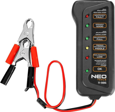 Tester baterie dhe karikimi NEO 11-986, 12V, LED, i zi
