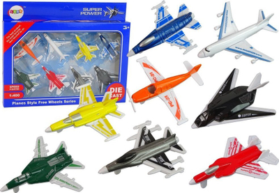 Set avionësh lodër Leantoys Jet Set, 8 copë, plastikë, shumëngjyrësh