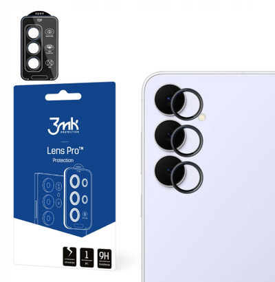 Mbrojtëse xhami për lente 3mk Lens Protection Pro për Samsung Galaxy S25 FE, xham i temperum 9H, 3 copë, e zezë
