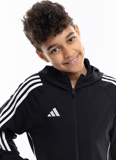 Jakne sportive adidas Tiro 24 Jr IM8798, për kalamoj, poliestër i riciklum, e zezë