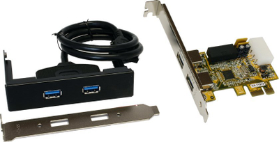 Kartë USB kontrolli Exsys EX-11072WO, PCIe, 2 porta USB 3.0 jashtë, 1 portë USB 3.0 brenda