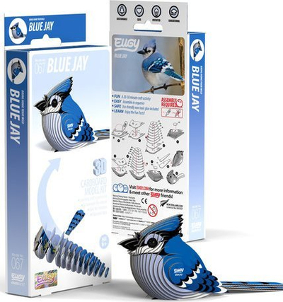 Puzzle 3D kartoni Eugy Blue Jay, model zog, blu