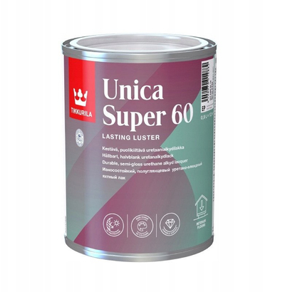 Llak druri Tikkurila Unica 60 Base EP, gjysmë i shkëlqyeshëm, pa ngjyrë, 0.9L