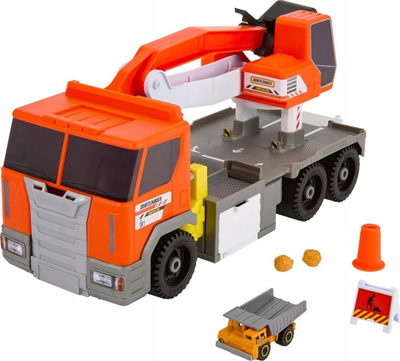Set lodrash ndërtimi Mattel Matchbox Truck Excavator, kamion ndërtimi, aksesorë pune, shumëngjyrësh