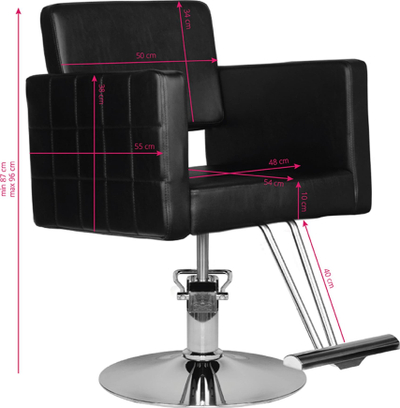 Karrige frizerie Activeshop Hair System HS33, rregullim lartësie, e zezë