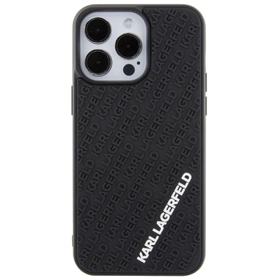 Futrollë Karl Lagerfeld KLHCP15X3DMKRLK për iPhone 15 Pro Max 6.7\", hardcase 3D Rubber Multi Logo, e zezë