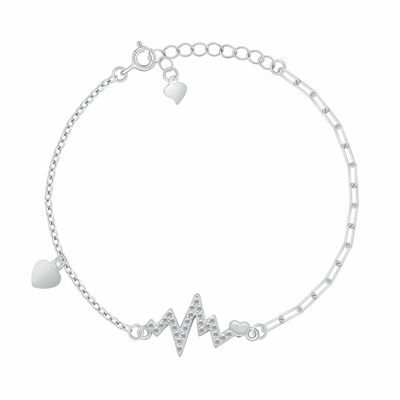 Byzylyk për femra Brilio Silver Heart and ECG Curve BRC245W, i argjendtë