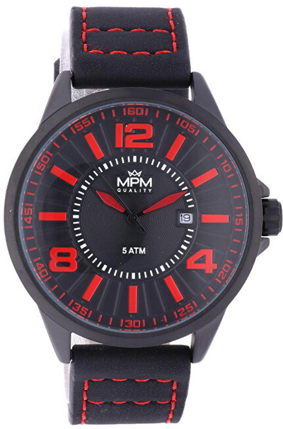 Orë dore për meshkuj MPM Quality Sports W01M.11275.A, e zezë/kuqe