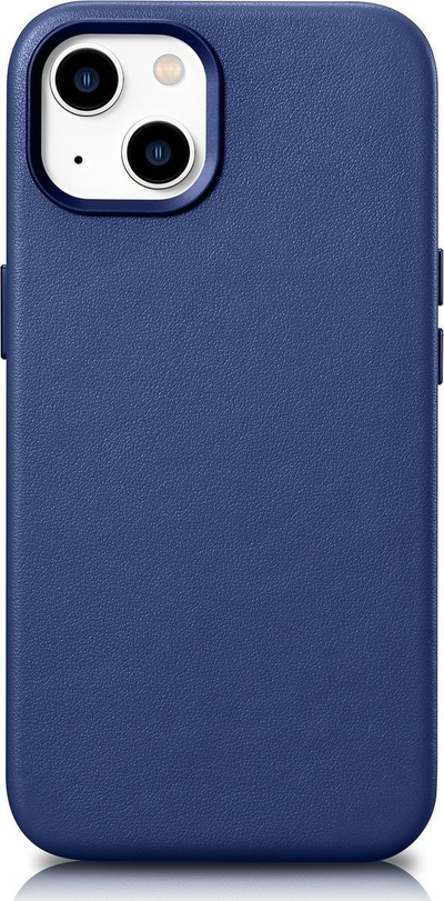 Këllëf lëkure iCarer Case Leather për iPhone 14, lëkurë natyrale, MagSafe, blu