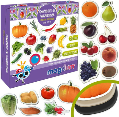 Set magnetësh edukativ Fruits and Vegetables, 50 copë, shumengjyrësh