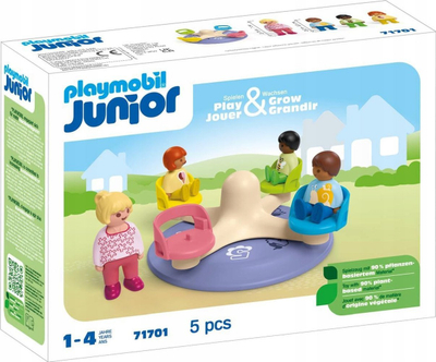 Set loje Playmobil Junior Number Merry Go Round 71701, 5 pjesë, për mosha 1–4 vjeç, shumëngjyrësh