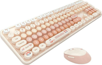 Set tastiere dhe miu Mofii Wireless, layout anglisht, 2.4G, portokalli