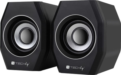Altoparlantë për kompjuter Techly, USB 2.0, jack 3.5mm, të zinj