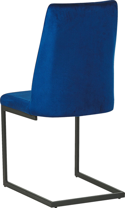 Set karrigesh ngrënieje Beliani Lavonia, kadife, skelet metalik, blu e errët