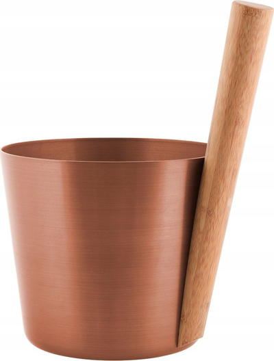 Kovë saune Rento ALU COPPER, metal, dorezë bambuje, ngjyrë bakri