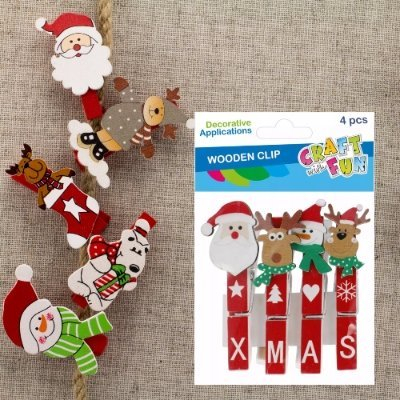 Kllipsa dekorative Christmas CRAFT, 7cm, set 4 copë, shumëngjyrëshe