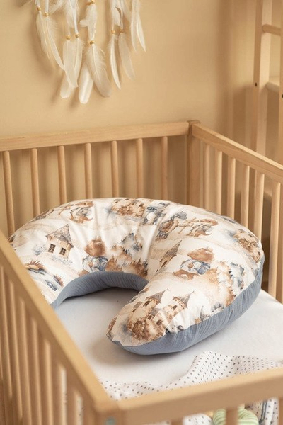 Jastëk për gjidhënie Ceba Baby Muslin Dragons Jeans, pambuk, mbushje silikon, blu