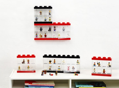 Kuti koleksionuese LEGO për 8 minifigura, e kuqe / transparente 