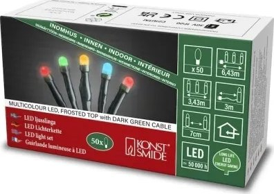 Varg dritash LED Konstsmide 6343-520, 50 LED, shumëngjyrëshe, kabllo e errët