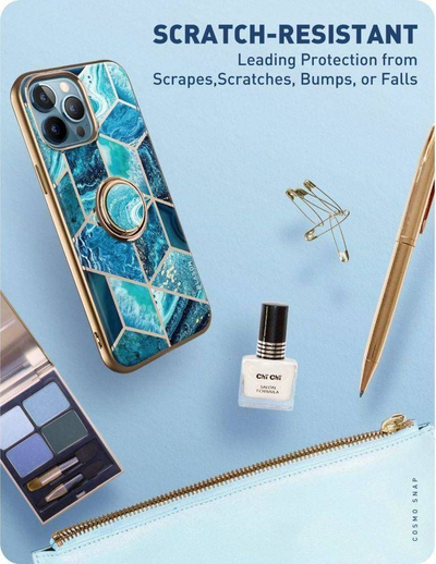 Maskë telefoni Supcase IBLSN Cosmo Snap për iPhone 13 Pro, me unazë 360°, Ocean Blue