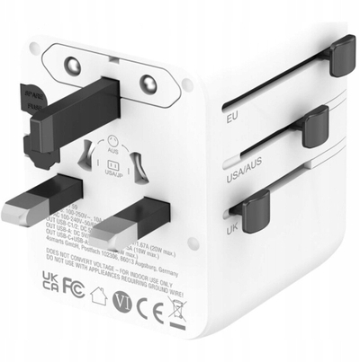 Adapter udhëtimi 4smarts Nomad GaN 20W, 2x USB C, 1x USB A, i bardhë