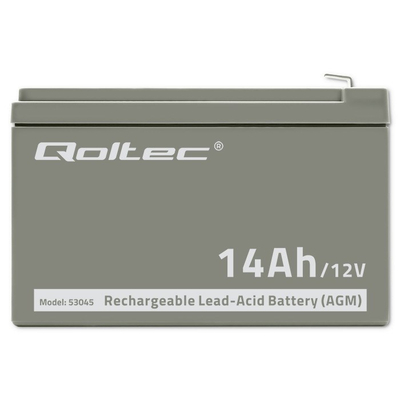 Bateri solare Qoltec VRLA AGM Buffer, 12V, 14Ah, e zezë