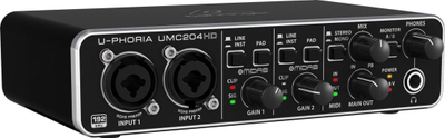 Interfejs audio USB Behringer U-Phoria UMC204HD, 2x4, 24-bit 192 kHz, i zi