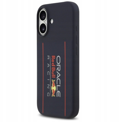 Kopertinë telefoni Red Bull MagSafe për iPhone 17, silikoni, logo vertikale, blu navy
