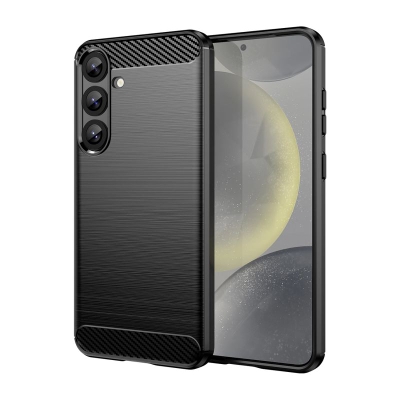 Mbulesë silikoni karbon për Samsung Galaxy S25+, e butë, kundra goditjeve, e zezë