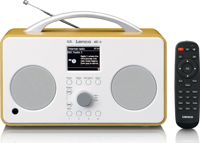 Radio portabël Lenco PIR-645, DAB+ FM Internet Radio, Bluetooth, e bardhë me dru