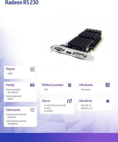 Kartë grafike Afox AMD Radeon R5 230, 1GB DDR3, 64 bit, e zezë