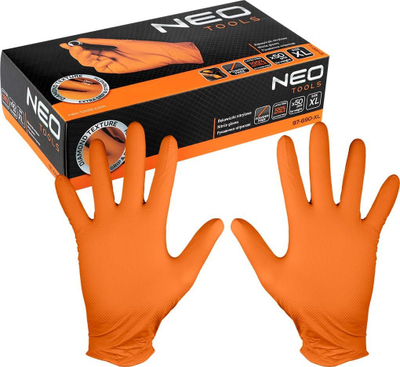 Doreza pune Neo Nitrile, nitril, 50 copë, XL, portokalli