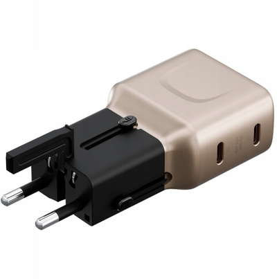 Полнач за ѕид Energea TravelGo Adapter 45, 2xUSB-C, 45W, златно-црна
